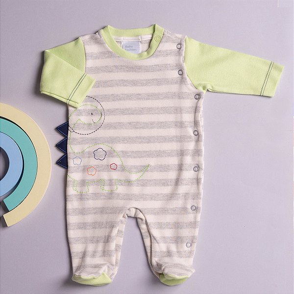 Macacão Bebê Dino Suedine Mescla Nobre