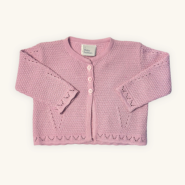 Casaco Bebê Menina Rosa Lavanda Tricot Premium