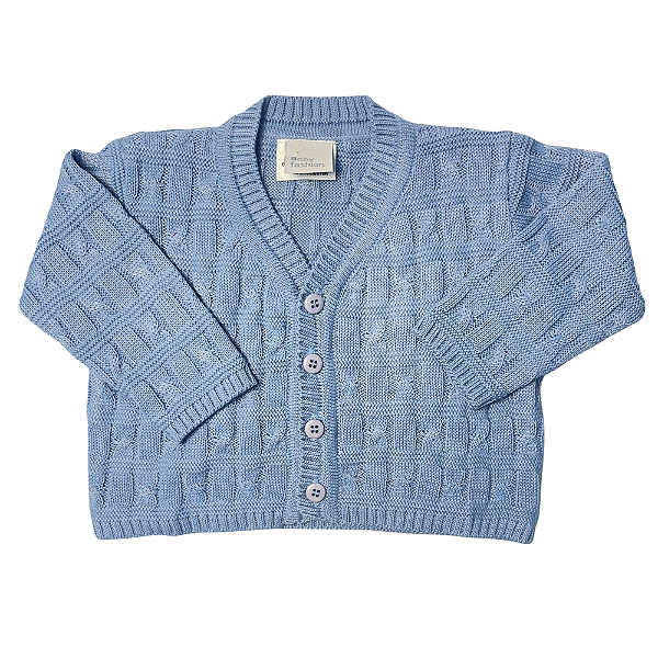 Casaco Tricot Bebê Menino Azul Anil Torcidinho