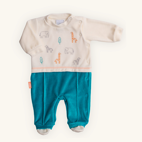 Macacão Bebê Safari Salpicados Plush Premium