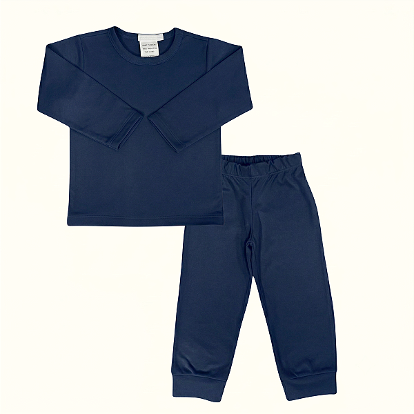 Conjunto 2 Peças Infantil Manga Longa Calça Térmico UV 50 Azul Marinho
