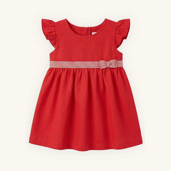 Vestido Bebê Vermelho Com Laço e Calcinha 100% Algodão Premium