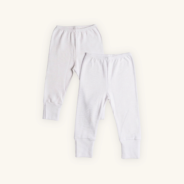 Kit Calça Bebê Branco e Branco Suedine Premium 100% Algodão 2 und