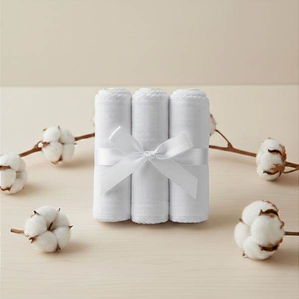 Kit 3 Fraldas de Ombro Brancas Luxo Bainha e Picueta Branca Cremer