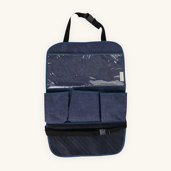 Organizador Carro Bebê com Suporte Tablet e Bolsos Versáteis - Marinho