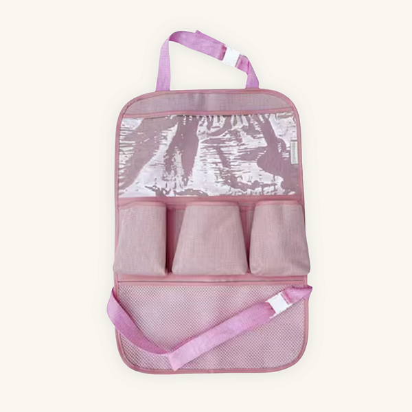 Organizador Carro Bebê com Suporte Tablet e Bolsos Versáteis - Rosa