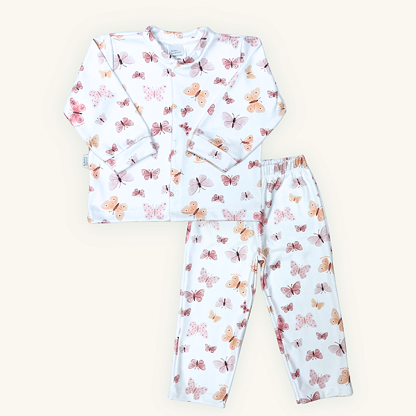 Conjunto 2 Peças Infantil Blusa Calça Soft Premium Borboleta Pijama