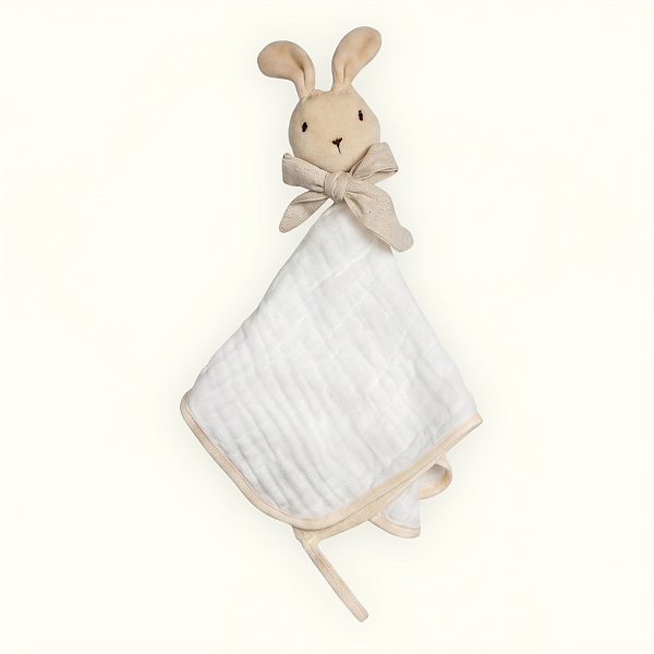 Naninha Bebê Soft com Pelúcia Coelho em Plush e Prendedor de Chupeta