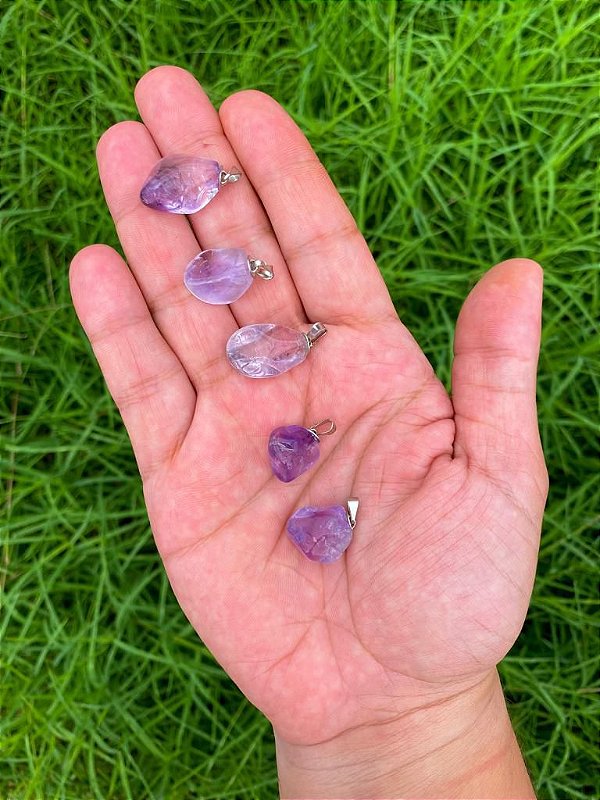 Pingente de Ametista Rolada - Intuição e Transmutação