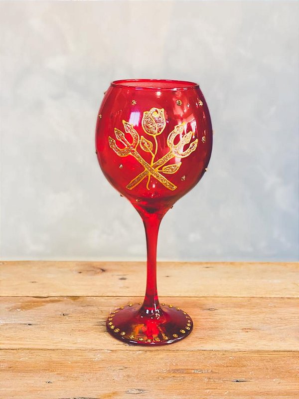 Taça de pomba gira - Vermelho com dourado
