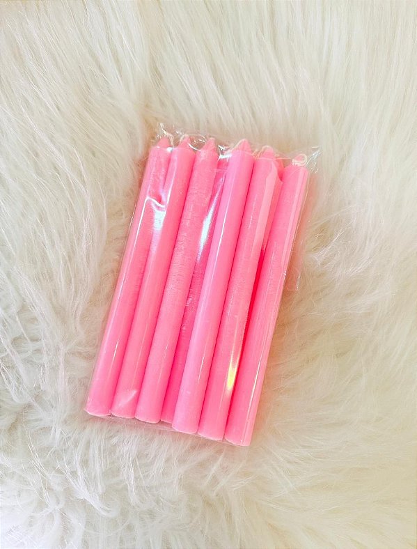 Vela palito Rosa - pacote com 9 un