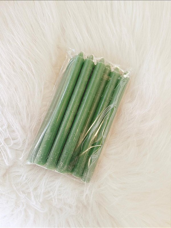 Vela palito verde - pacote com 9 un