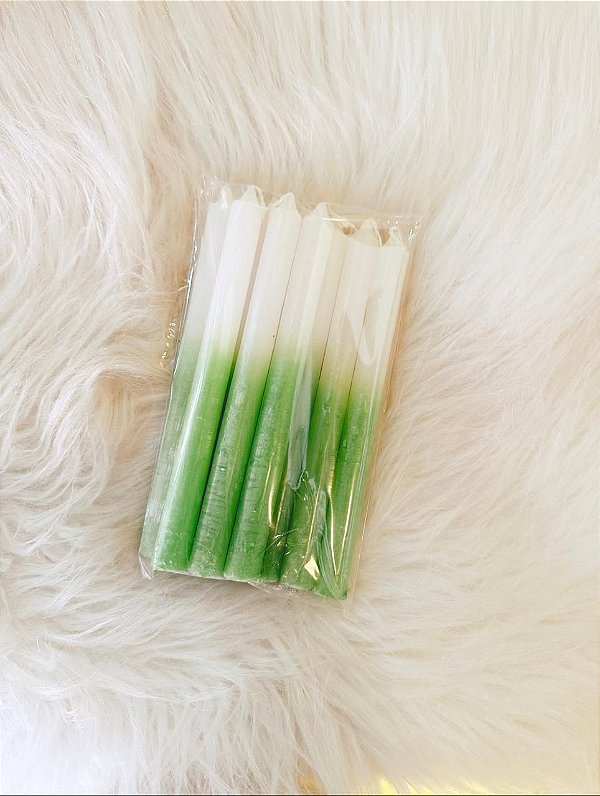 Vela palito Verde e branco - pacote com 9un