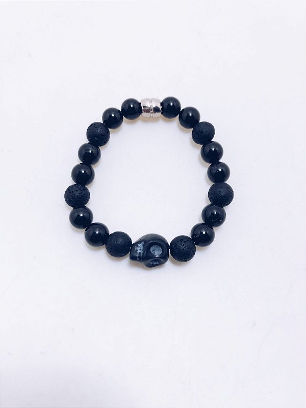 Pulseira de Pedra Ônix e Vulcânica