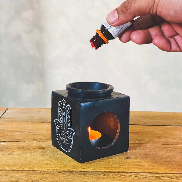 Rechaud difusor de pedra sabão - Preto