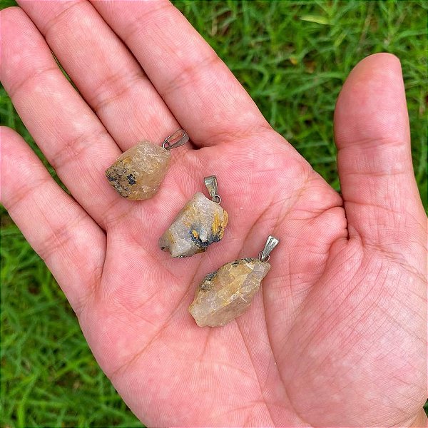 Pingente de Quartzo rutilado Bruta - Cura e estabilidade mental