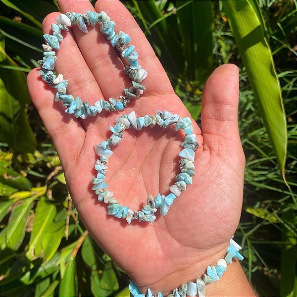 Pulseira cascalho de Larimar - Fluidez, culpa, medo e pessoas controladoras