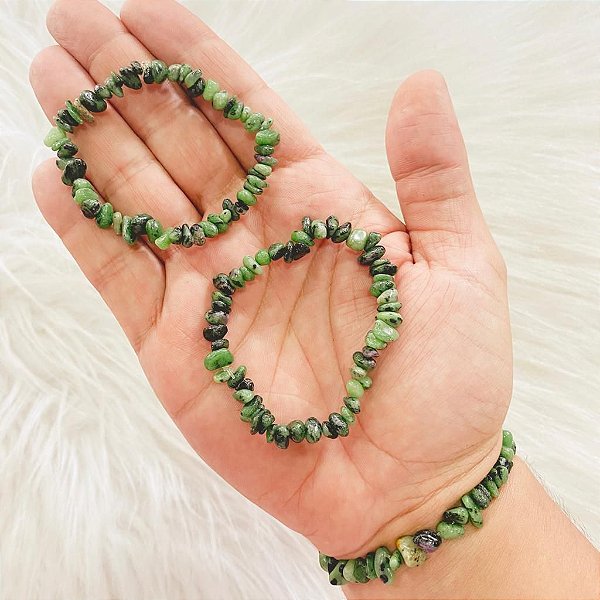 Pulseira cascalho Rubi com Zoisita