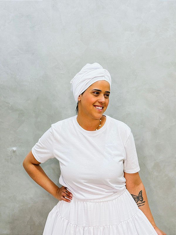 Pano de cabeça branco Oxford - Touca