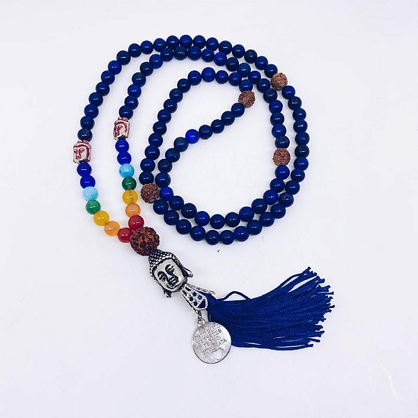 Japamala Namastê 7 chakras com pedra lápis-lazúli