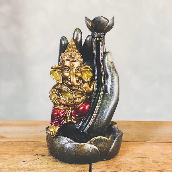 incensário Ganesha cascata na mão