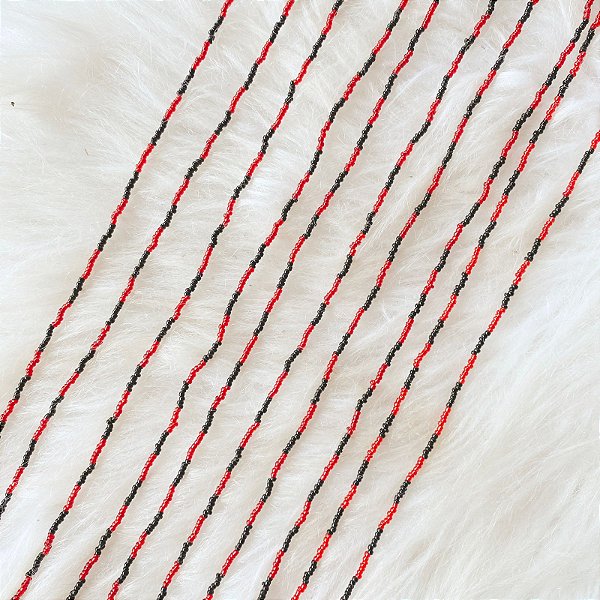 Guia de Miçanga fininha - Preta e vermelha