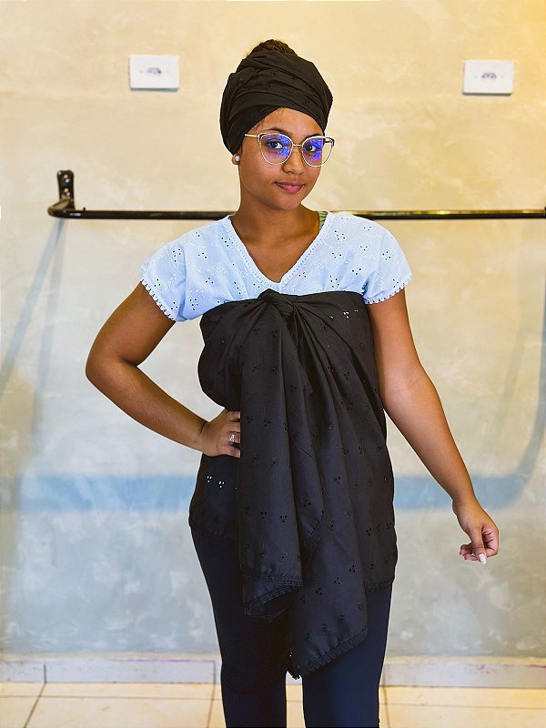 Conjunto Pano de cabeça e Costa Lesie preto