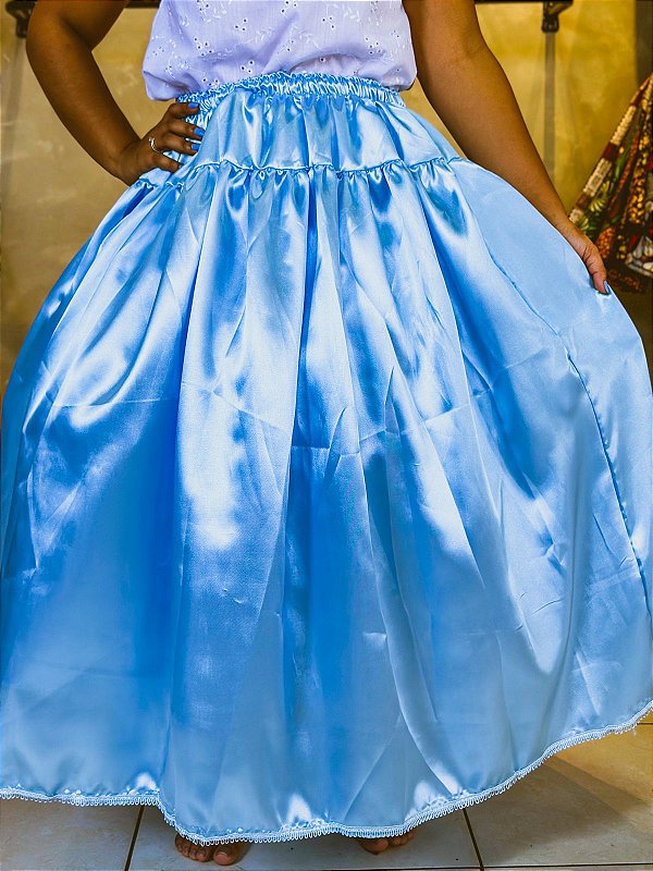 Saia de cetim azul