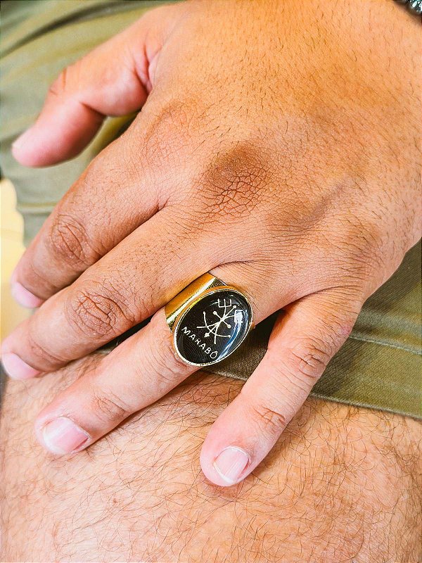 Anel Exu Marabô - oval dourado