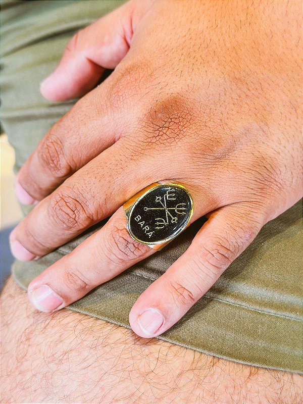 Anel Exu Bará  - oval dourado
