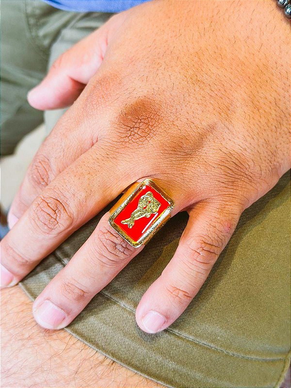 Anel Zé Pilintra  - Quadrado vermelho