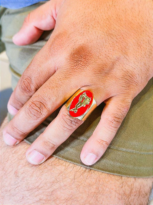 Anel Zé - oval vermelho
