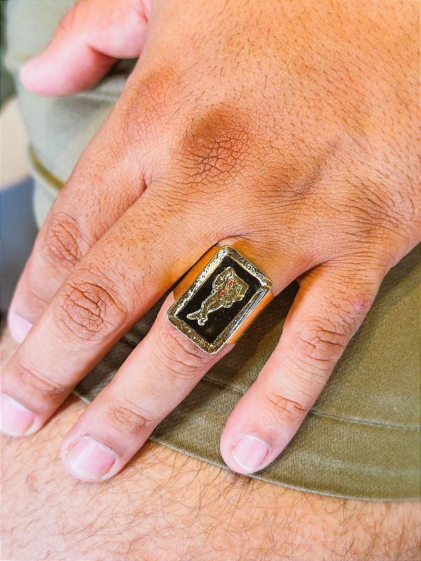 Anel Zé Pilintra  - quadrado preto