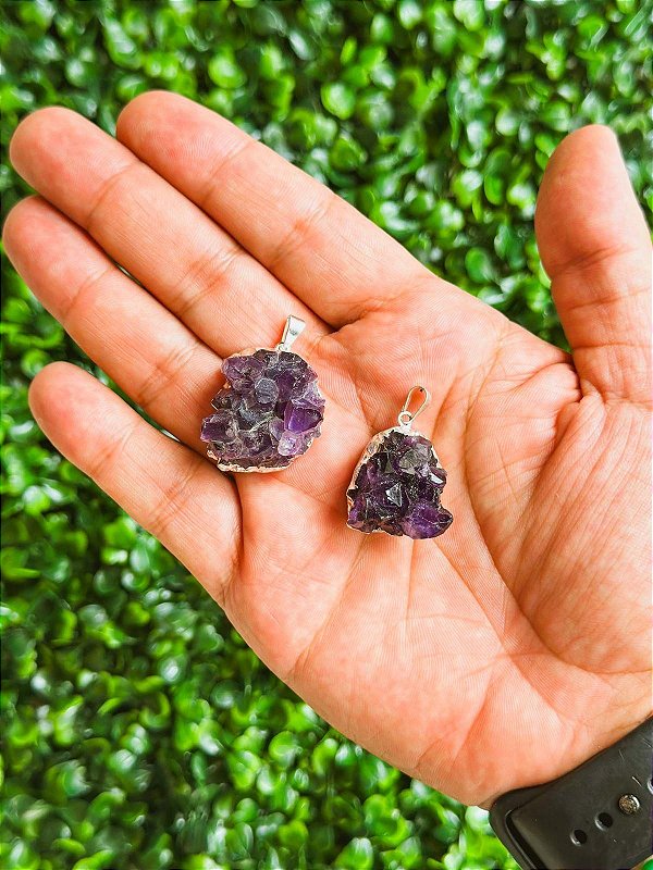 Pingente drusa de ametista prata - Intuição e Transmutação