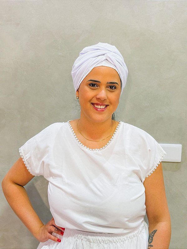 Pano de cabeça branco Tricoline - Touca