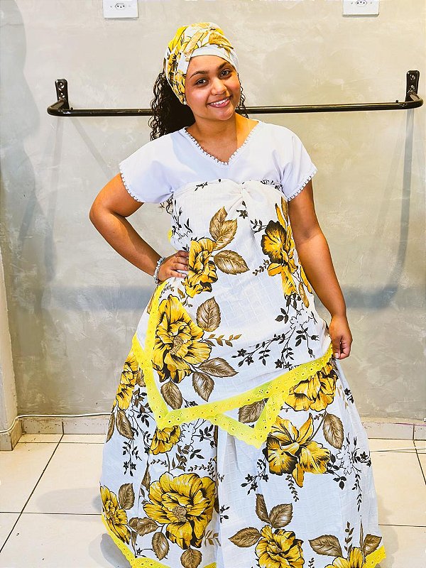 Conjunto Baiana 3 peças - Amarela