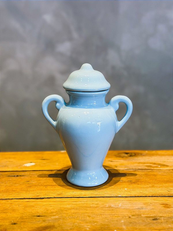 Quartinha de louça azul  18cm c/ asa