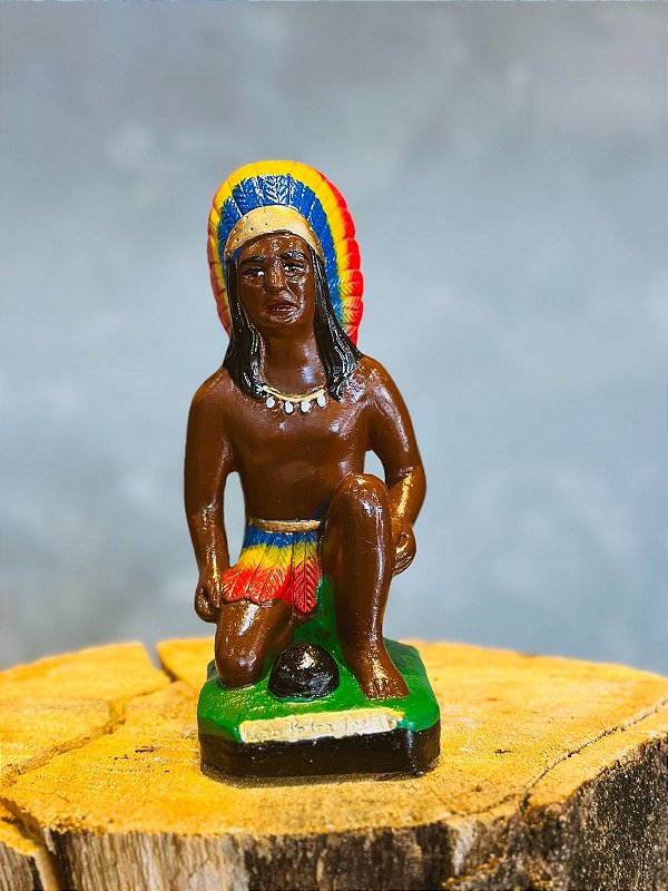 Imagem Caboclo Pedra Preta  - Gesso 18cm