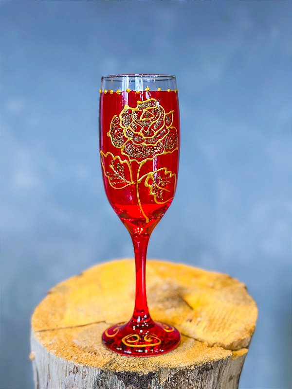 Taça de pomba gira - vermelha com rosa