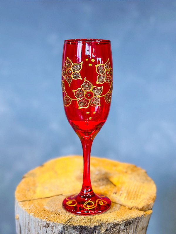 Taça de pomba gira - vermelha com rosas