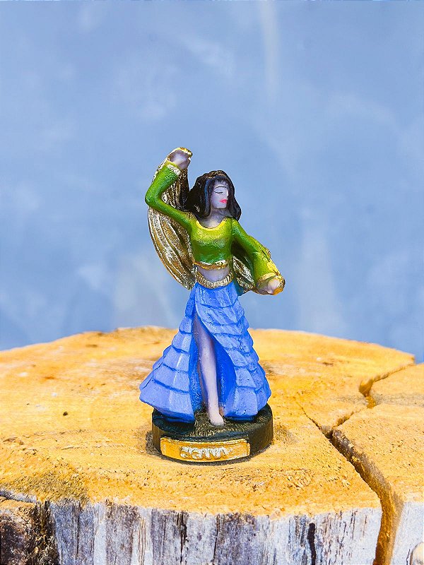 Imagem cigana verde em resina 10cm
