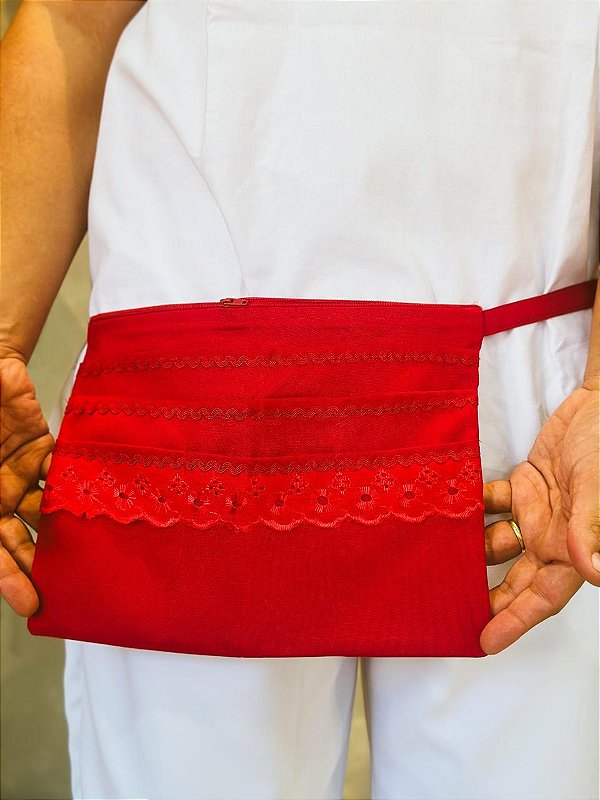 Bolsinha Cambone/médium com ziper Vermelho