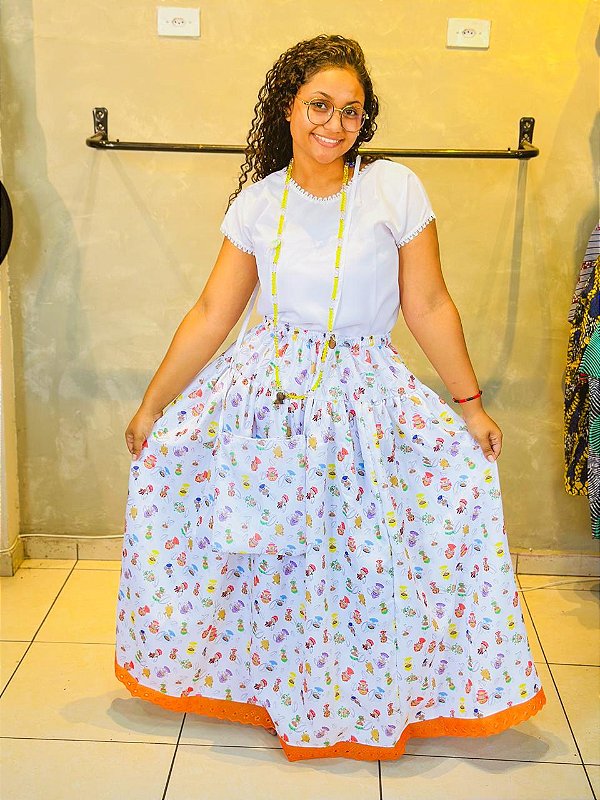 Saia de Erê menina laranja dos Orixás