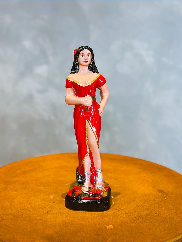 Imagem Pomba gira vermelha com rosas em gesso - 20cm