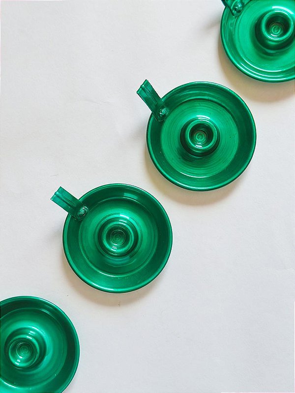 Castiçal de alumínio verde para vela palito