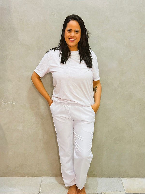 Conjunto de terreiro camiseta e calça branca
