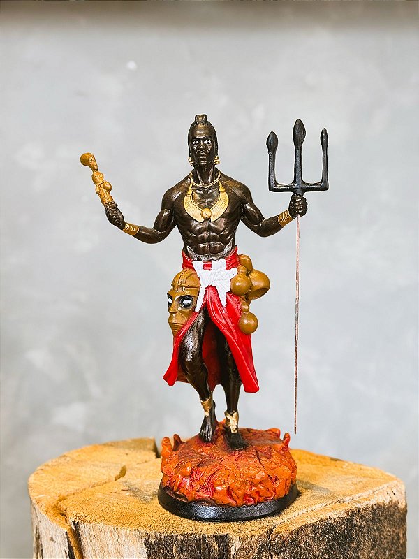 Imagem luxo Orixá Exu em resina 26cm