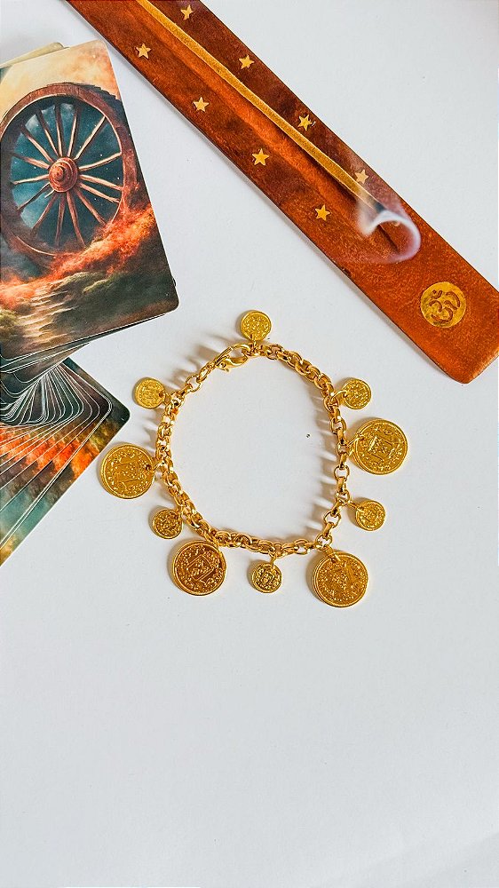 Pulseira folheado com moedas para Ciganos