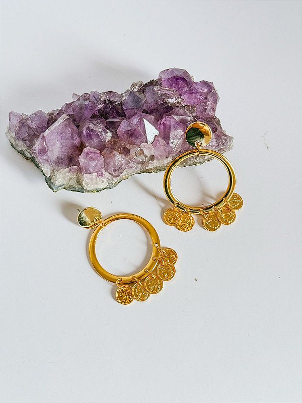 Brinco folheado com moedas para Ciganos