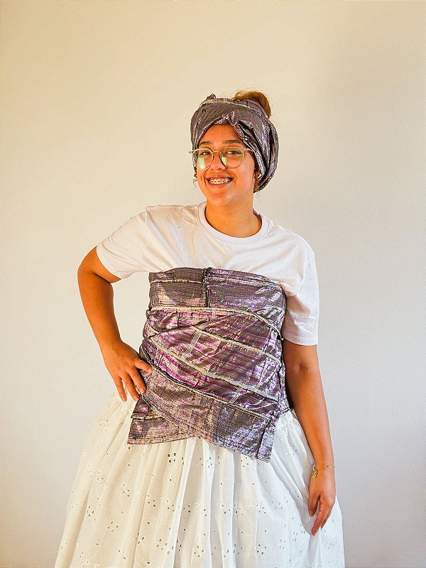 Conjunto de Ipele africano pano da costa e cabeça roxo